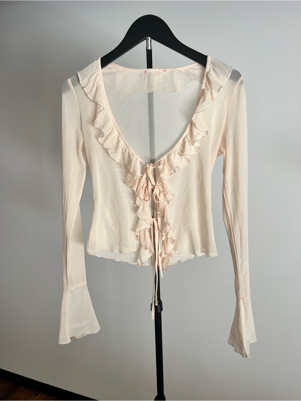 Light Pink Ruffle-Front Women's Top